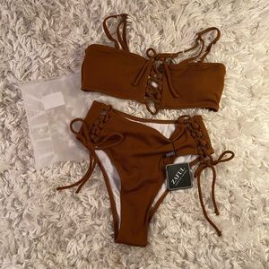 BRAND NEW brown ribbed bikini